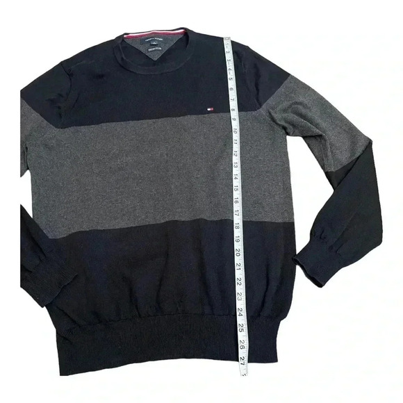 Tommy Hilfiger Cotton Crewneck Black Gray Preppy Light Sweater Men’s size M - Picture 7 of 10